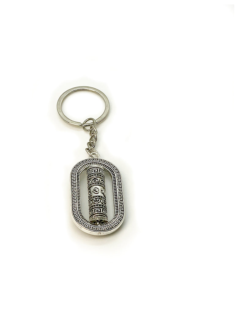 Tibetan Spinning Prayer Wheel Keychain