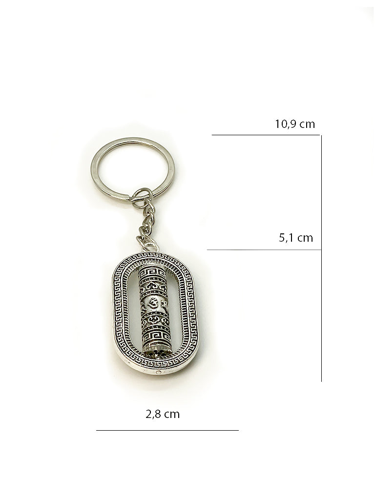Tibetan Spinning Prayer Wheel Keychain