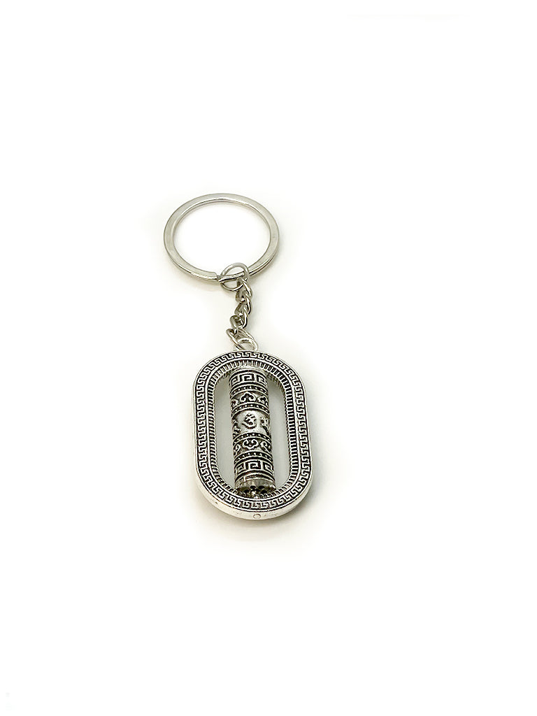 Tibetan Spinning Prayer Wheel Keychain