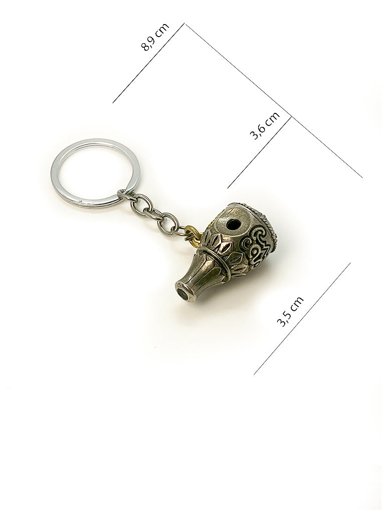Tibetan Bumpa ritual vase keychain with dimensions