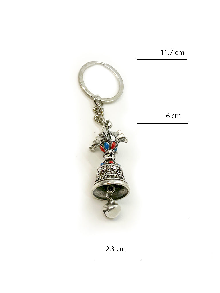 Tibetan Dorje Bell keychain with dimensions