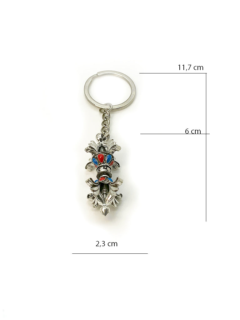 Tibetan Dorje Vajra keychain with dimensions