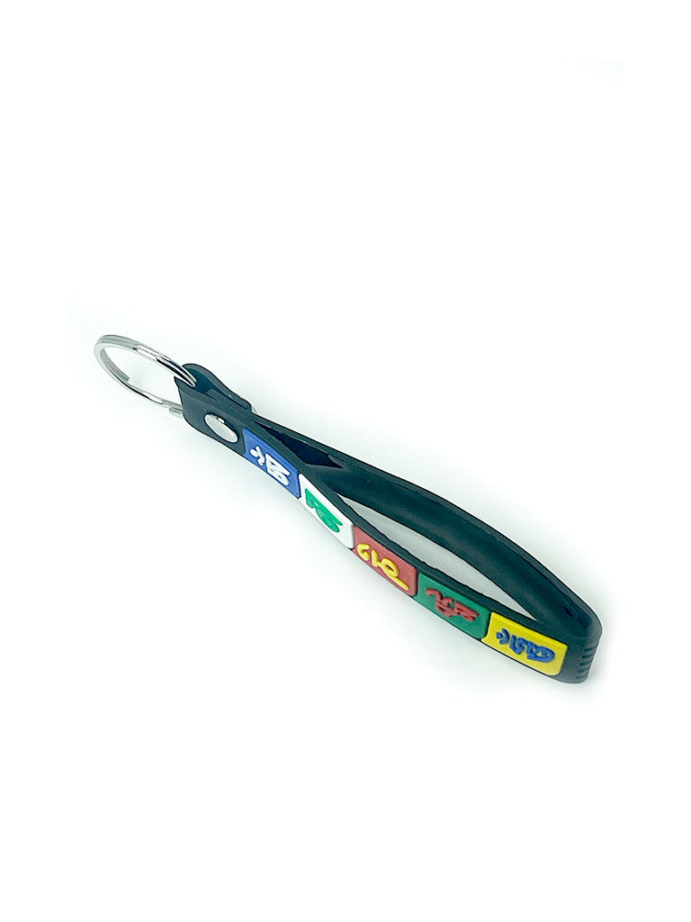 Om Mani Padme Hum mantra strap keychain with dimensions